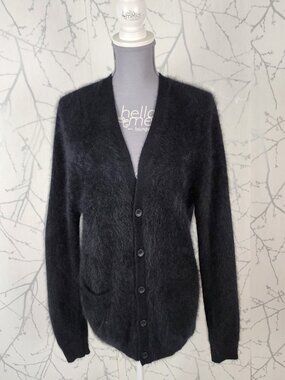 Autumn Cashmere 100% Cashmere Brushed Fuzzy Button Front Cardigan